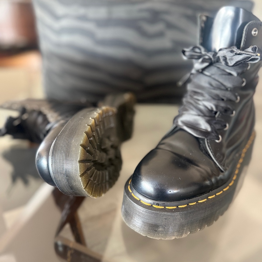 Doc Martens Black Platform Lace-Up Boots - Picture 2 of 3